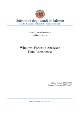 Università degli studi di Salerno Windows Forensic Analysis: Data