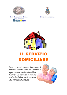 Servizi domiciliari - Casa Albergo per Anziani