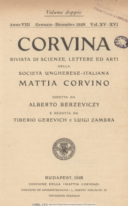 Corvina - Anno 8. Vol. 15-16. (Gennaio-Dicembre 1928.)