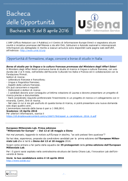 Bacheca n.5 del 8 aprile 2015 - Università degli Studi di Siena
