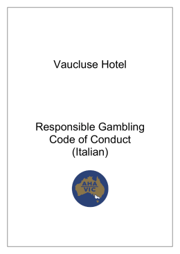 Vaucluse Hotel Responsible Gambling Code of Conduct (Italian)