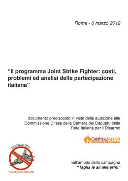 “Il programma Joint Strike Fighter: costi, problemi ed analisi della