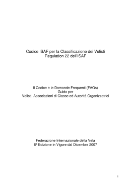 Codice ISAF per la Classificazione dei Velisti Regulation 22 dell`ISAF