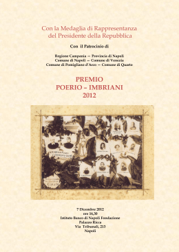 premio poerio – imbriani 2012 - Associazione Culturale Alessandro