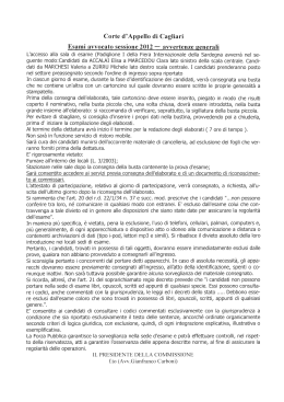 Corte d`Appello di Cagliari Esami avvocato sessione 2012
