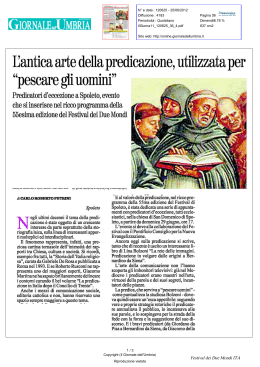 25/06/2012 Il giornale dell`Umbria L`antica arte della predicazione