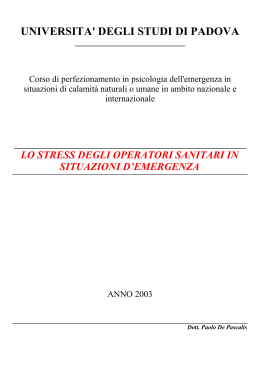 lo stress in situazioni d`emergenza - counselling