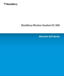 BlackBerry Wireless Headset HS-500 - Manuale dell`utente