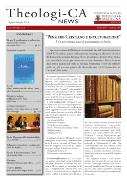 Notiziario Giugno 2010 - Pontificia Facoltà Teologica della Sardegna