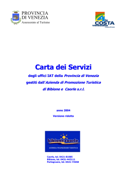 Carta dei Servizi - Assessorato al Turismo della Provincia di Venezia