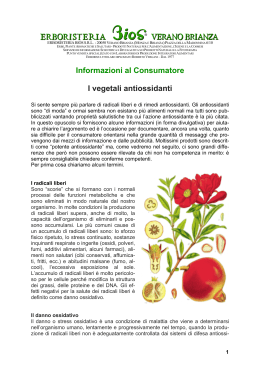 Informazioni al Consumatore I vegetali antiossidanti