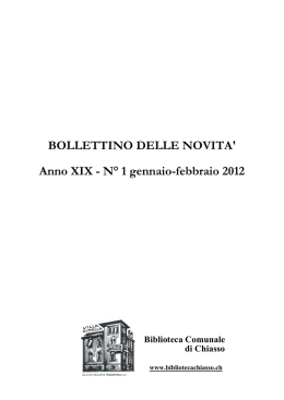 BOLLETTINO DELLE NOVITA` Anno XIX - N° 1 gennaio