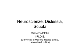 neuroscienze, dislessia,scuola. G. Stella