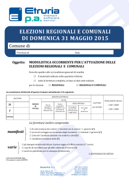 elezioni regionali e comunali di domenica 31 maggio
