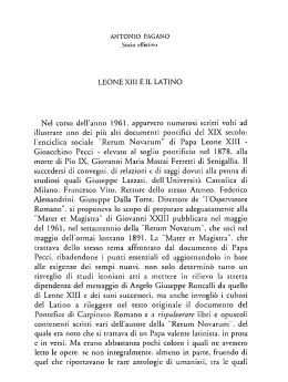 Pagano A., Leone XIII e il latino - accademia di scienze lettere e