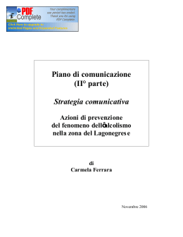 Piano di comunicazione (II° parte) Strategia