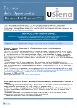 Bacheca n.1 del 21 gennaio 2016 - Università degli Studi di Siena