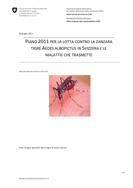 Piano 2011 per la lotta contro la zanzara tigre Aedes albopictus in