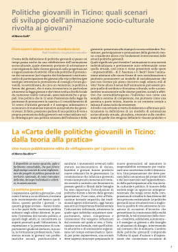 La «Carta delle politiche giovanili in Ticino: dalla teoria alla pratica