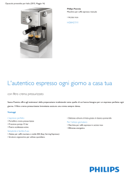 Product Leaflet: Macchina per caffè espresso manuale in acciaio inox