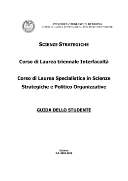 SCIENZE STRATEGICHE Corso di Laurea triennale