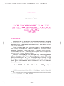 Padre Zaccaria da Boverio e le sue annotazioni sui Frati Cappuccini
