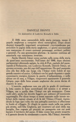Daniele Irányi — Un diplomatico di Lodovico Kossuth in Italia