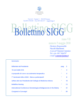 Numero 5, Maggio 2010 - Societá Italiana di Gerontologia e Geriatria