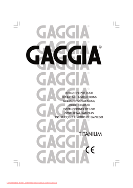 Gaggia Titanium User Guide Manual