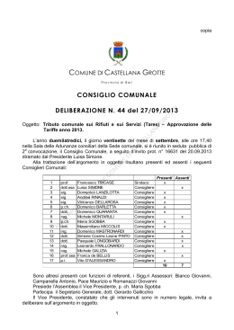 CONSIGLIO COMUNALE DELIBERAZIONE N. 44 del 27/09/2013