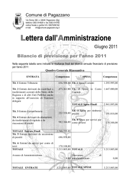 lettera dell`Amministrazione - Giugno 2011