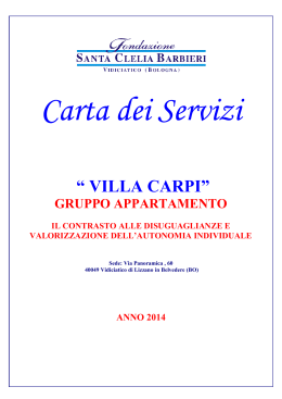Carta dei Servizi “Villa Carpi - Gruppo Appartamento