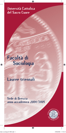 Brochure sociologia E 2004.indd - Università Cattolica del Sacro