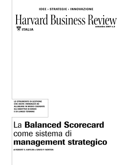 La Balanced Scorecard come sistema di management strategico