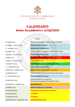 CALENDARIO Anno Accademico 2015/2016