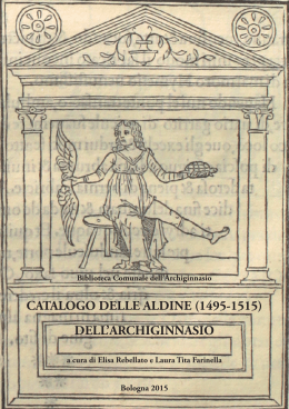 catalogo delle aldine (1495-1515) dell`archiginnasio