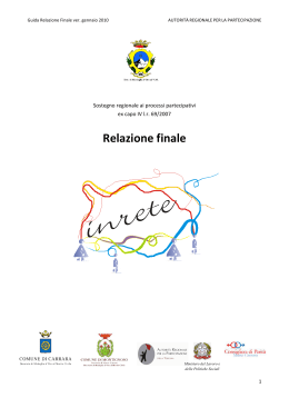 Relazione finale - Consiglio regionale della Toscana, Regione