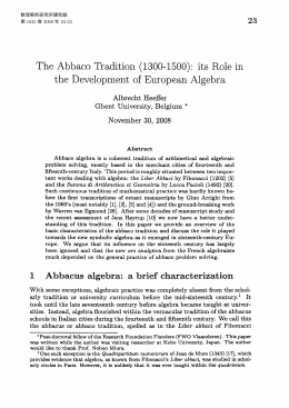 The Abbaco Tradition - Research Institute for Mathematical Sciences