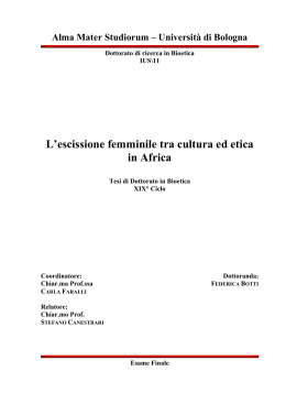 L`escissione femminile tra cultura ed etica in Africa