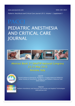 pediatric anesthesia and critical care journal