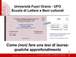 Incontro Tesi UFO 2015 (II) - Scuola di Lettere e Beni Culturali