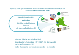relatore: Maria Antonia Barbieri Coordinatore Aziendale HPH RSA