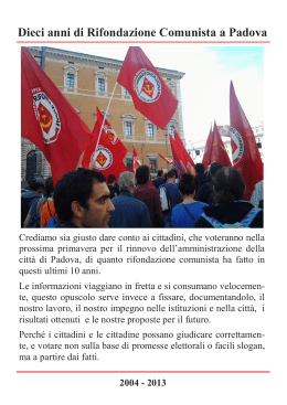 Dieci anni di Rifondazione Comunista a Padova
