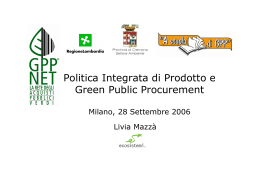 Politica Integrata di Prodotto e Green Public Procurement