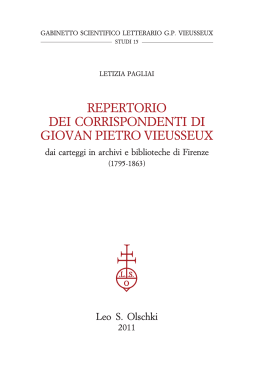 Repertorio dei corrispondenti di Giovan Pietro Vieusseux, dai