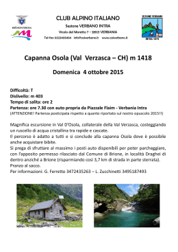 Capanna Osola (Val Verzasca – CH) m 1418