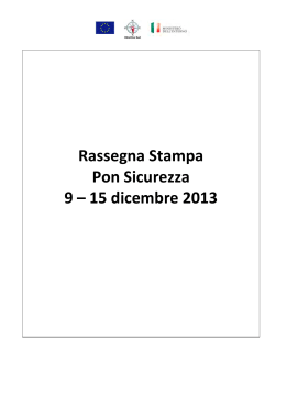 Rassegna Stampa Pon Sicurezza 9 – 15 dicembre 2013