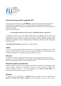 Giornata Europea della Logopedia 2015 Afasia Disartria