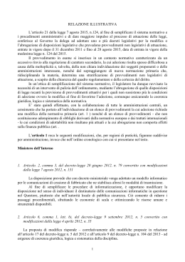 La Relazione illustrativa - Governo Italiano Presidenza del Consiglio