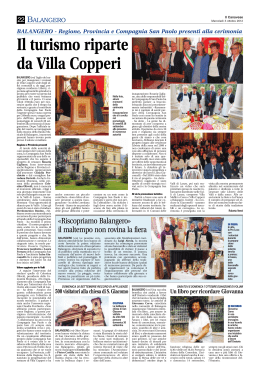 Il turismo riparte da Villa Copperi